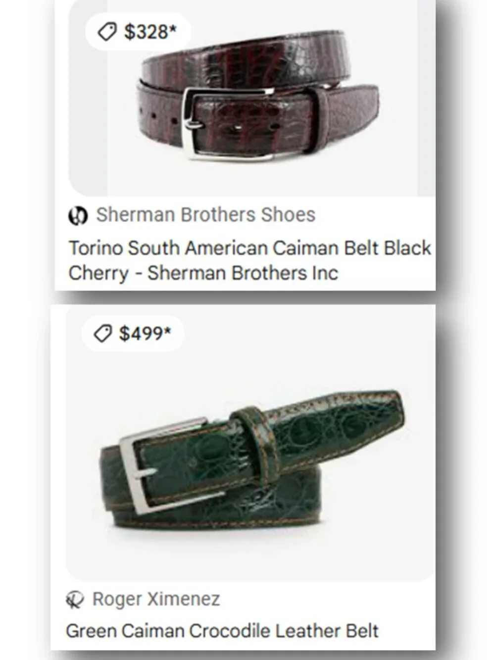 Vintage GARY'S & CO Genuine Caiman Crocodile Leather Belt 40 Burgundy Brass
